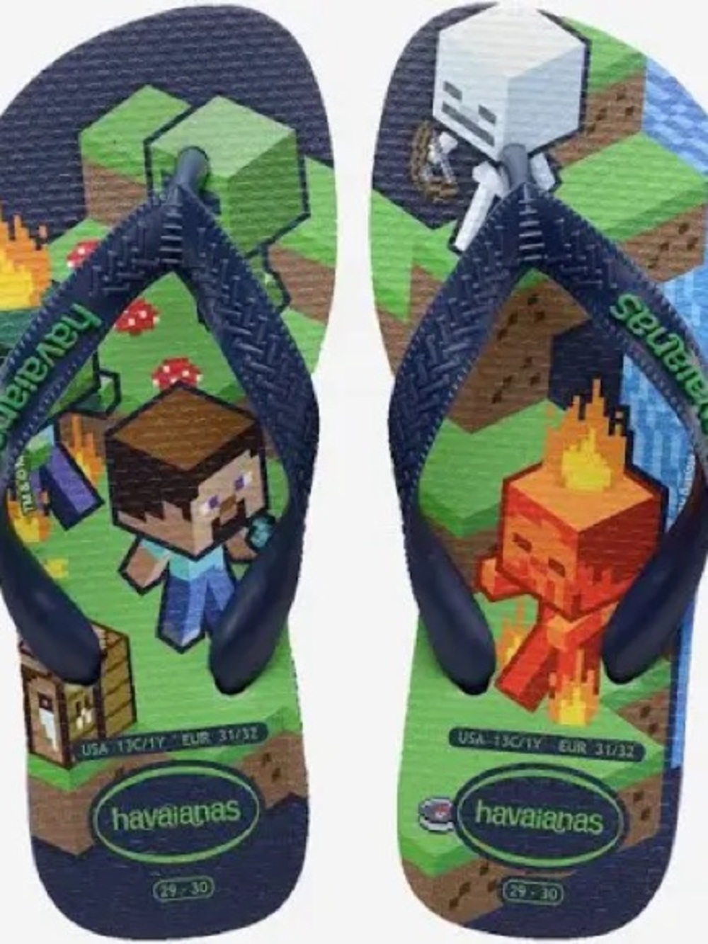 Havaianas Kids Minecraft Navy & Green Character Flip Flops